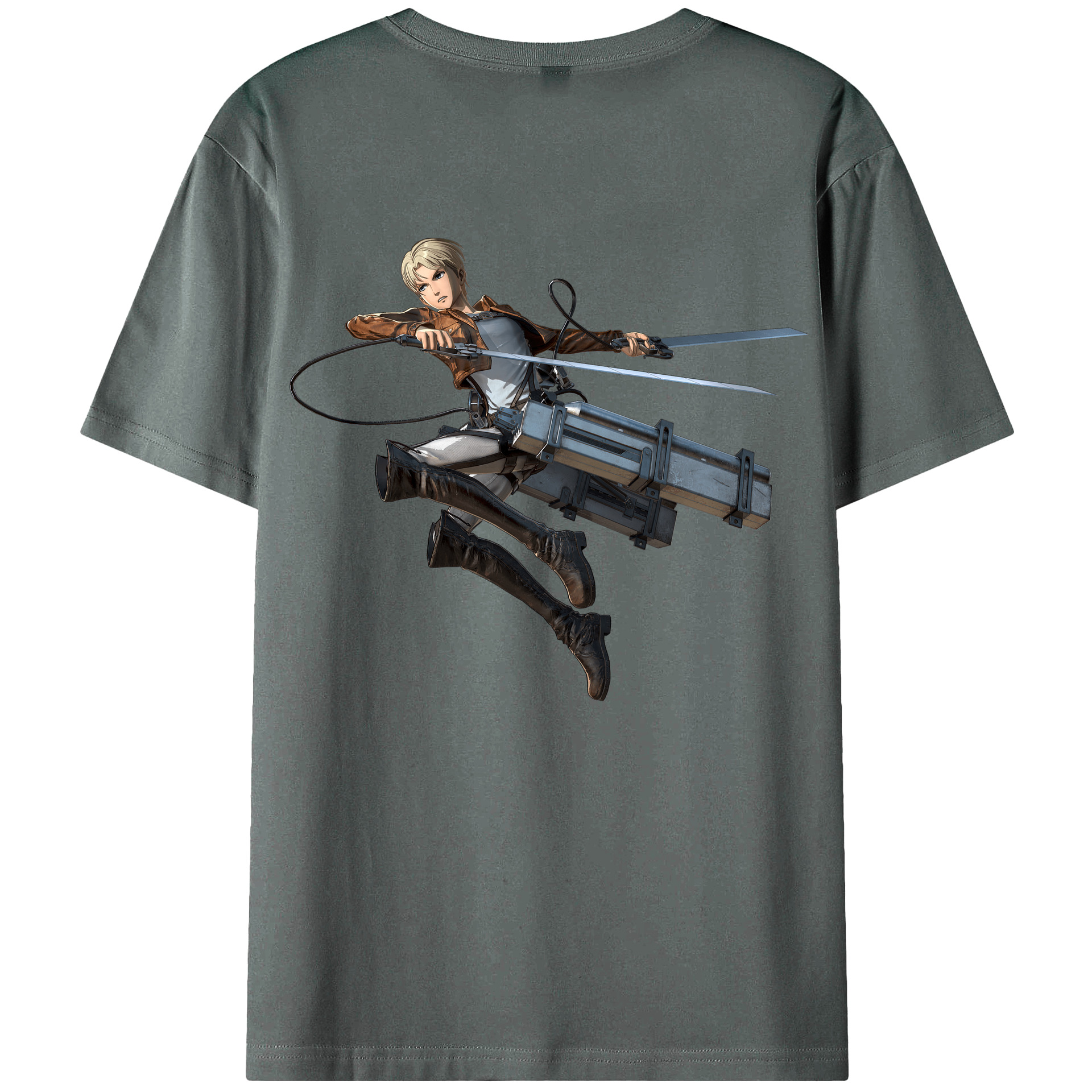 （画像用） 進撃の巨人 Attack on Titan 綿100％ メンズ半袖Tシャツ（バックプリント） 通気性